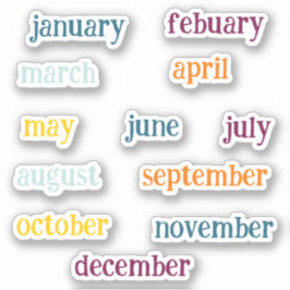 Handschrift Maanden van het jaar Script Colloful Sticker