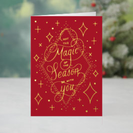 Handschrift Magisch rood goud Folie Feestdagenkaart