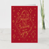 Handschrift Magisch rood goud Folie Feestdagenkaart (Voorkant)