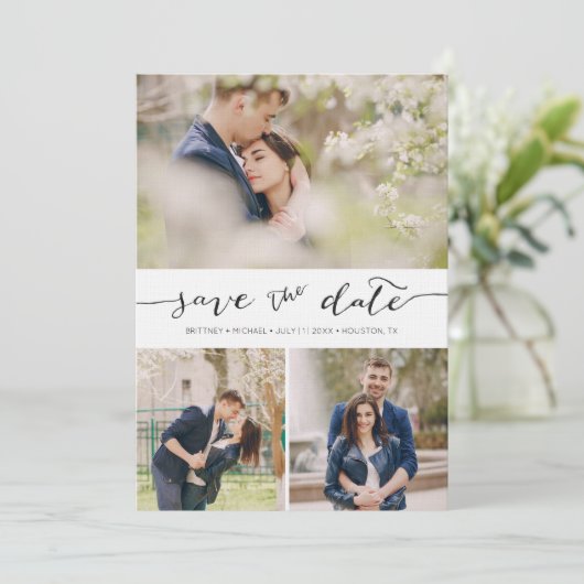 Handschrift met Afbeeldingen | De datumkaart opsla Save The Date (Staand voorkant)