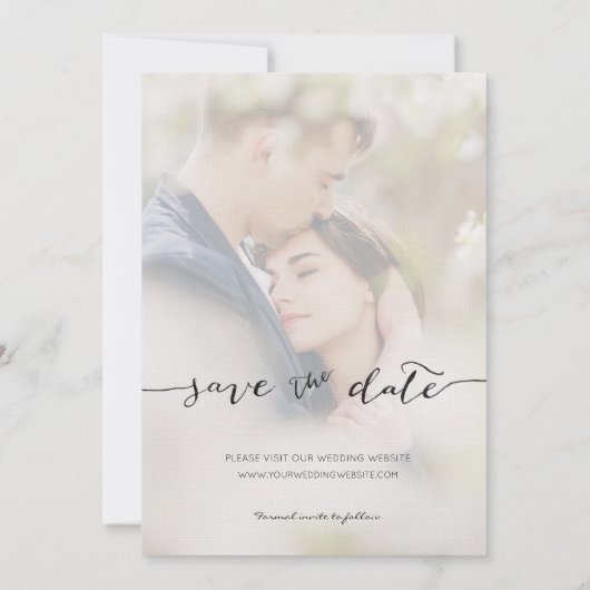 Handschrift met Afbeeldingen | De datumkaart opsla Save The Date (Achterkant)