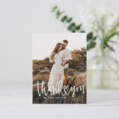 Handschrift met hart foto bruiloft Dank u Feestdagenkaart (Staand voorkant)