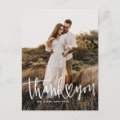 Handschrift met hart foto bruiloft Dank u Feestdagenkaart (Voorkant)