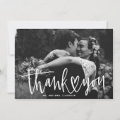 Handschrift met Heart Landscape Fotobruiloft Bedankkaart (Voorkant)