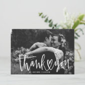 Handschrift met Heart Landscape Fotobruiloft Bedankkaart (Staand voorkant)