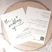 Handschrift met Heart Wedding Modern QR Code Kaart