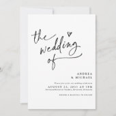 Handschrift met Heart Wedding Modern QR Code Kaart (Voorkant)