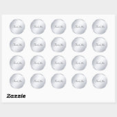 Handschrift Modern Dank u Tekst Metallic Silver Ronde Sticker (Vel)