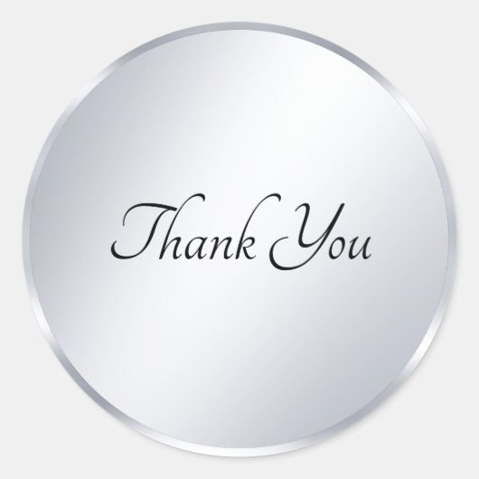 Handschrift Modern Dank u Tekst Metallic Silver Ronde Sticker (Voorkant)