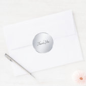 Handschrift Modern Dank u Tekst Metallic Silver Ronde Sticker (Envelop)