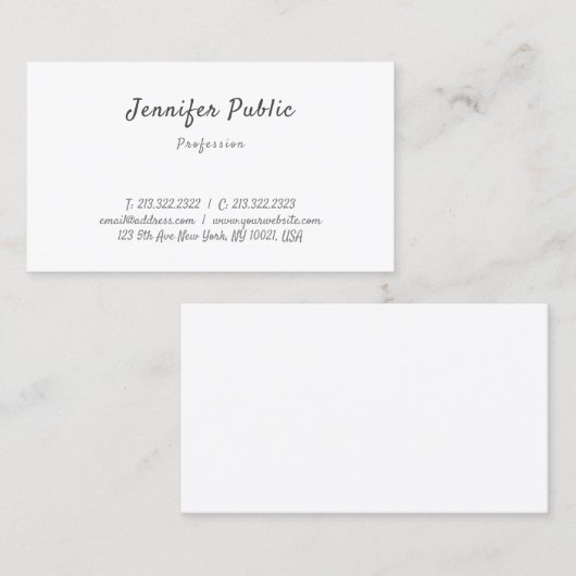 Handschrift Modern Elegant Minimalistische Sjabloo Visitekaartje (Voorkant / Achterkant)
