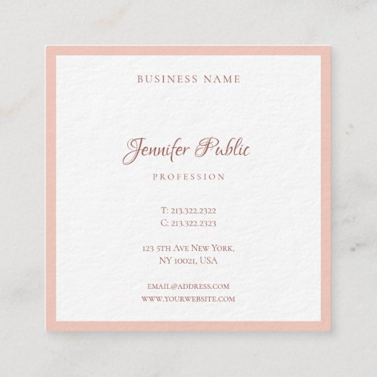 Handschrift Modern Elegant Sjabloon Premium Thick Vierkante Visitekaartje (Achterkant)