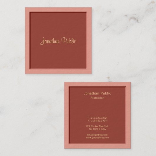Handschrift Modern Sjabloon Professioneel Elegant Vierkante Visitekaartje (Voorkant / Achterkant)