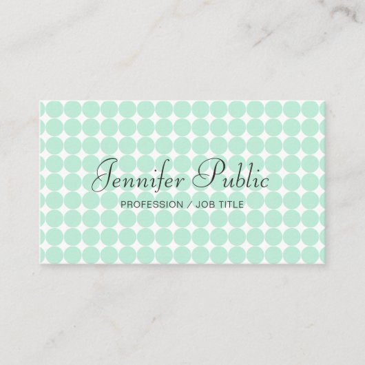 Handschrift Moderne Sjabloon Elegant Mint Green Bu Visitekaartje (Voorkant)