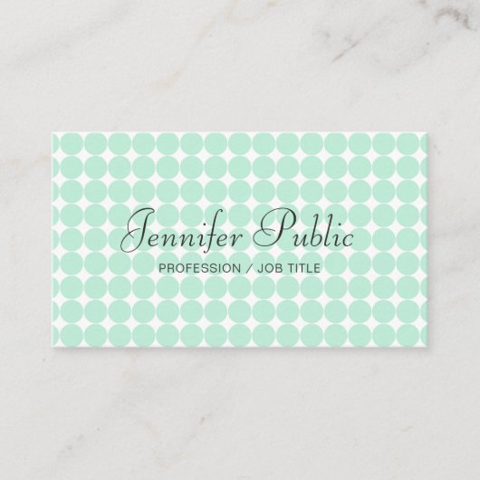 Handschrift Moderne Sjabloon Elegant Mint Green Bu Visitekaartje (Voorkant)
