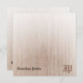 Handschrift Monogram Gepersonaliseerde Houtlook Notitiekaartje (Voorkant / Achterkant)