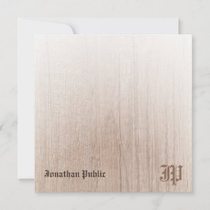 Handschrift Monogram Gepersonaliseerde Houtlook Notitiekaartje