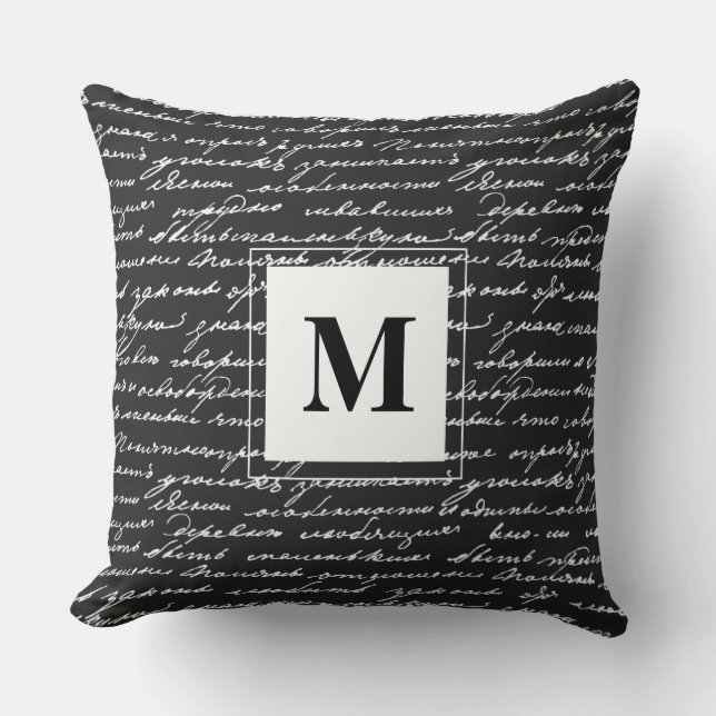 Handschrift Monogram INITIAAL Writers Decor Elegan Kussen (Voorkant)