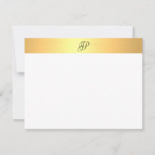 Handschrift Monogram Naam Faux Gold Modern Notitiekaartje (Voorkant)