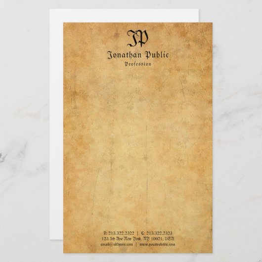 Handschrift Monogram Sjabloon Elegant Briefpapier (Voorkant / Achterkant)