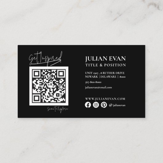 Handschrift Monogram Zwart Holografisch Visitekaartje (Achterkant)