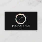 Handschrift Monogram Zwart Holografisch Visitekaartje (Voorkant)