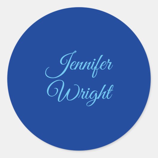 Handschrift Naam Klassieke plaat Luchtmacht Blauw Ronde Sticker (Voorkant)