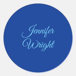 Handschrift Naam Klassieke plaat Luchtmacht Blauw Ronde Sticker