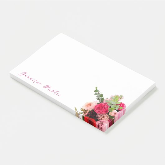 Handschrift Naam Tekst Waterverf Rozen Floral Chic Post-it® Notes (Schuin)