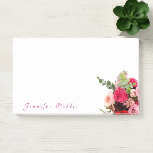 Handschrift Naam Tekst Waterverf Rozen Floral Chic Post-it® Notes (Kantoor)