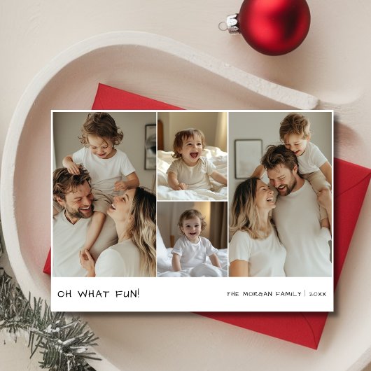Handschrift Oh Wat Kerstmis Baby Familiefoto Feestdagenkaart