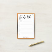 Handschrift om te doen lijst bekleed Sinaasappel O Post-it® Notes (Op bureau)