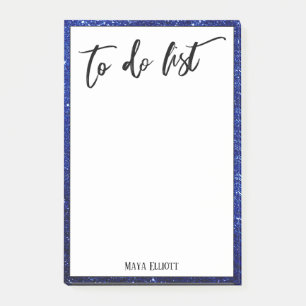 Handschrift om te doen lijst blauwe glitter rand, post-it® notes