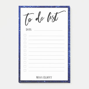 Handschrift om te doen lijst blauwe glitter rand, post-it® notes