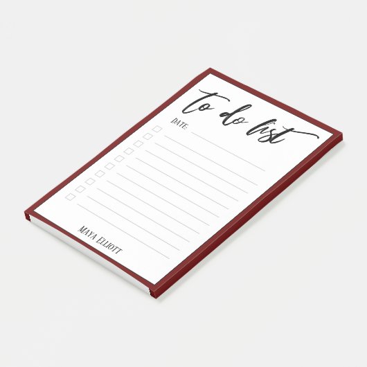 Handschrift om te doen lijst donkere Bourgondische Post-it® Notes (Schuin)