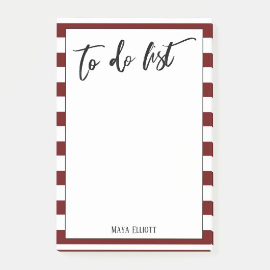 Handschrift om te doen lijst gestreepte Bourgondis Post-it® Notes (Voorkant)