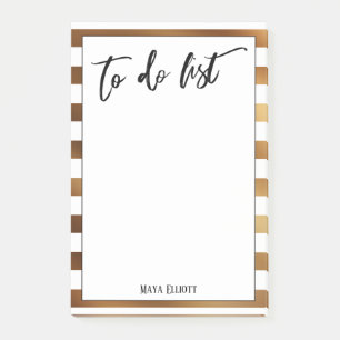 Handschrift om te doen lijst goud en witte strepen post-it® notes