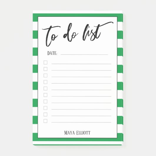 Handschrift om te doen lijst groene strepen, gevoe post-it® notes (Voorkant)