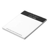 Handschrift op het bureau van het zwarte blok notitieblok (Linkerzijde)