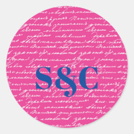 Handschrift Paar INITIALEN Paar Preppy Fun Ronde Sticker