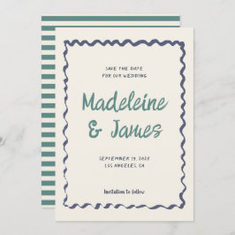 Handschrift pastel golvend Lijst retro bruiloft Save The Date