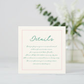 Handschrift Pinky Pastel Retro bruiloft details Kaart (Staand voorkant)