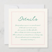 Handschrift Pinky Pastel Retro bruiloft details Kaart (Voorkant)