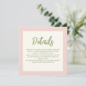 Handschrift Pinky Pastel Retro bruiloft details Kaart (Staand voorkant)