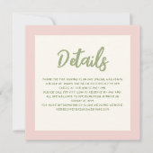 Handschrift Pinky Pastel Retro bruiloft details Kaart (Voorkant)