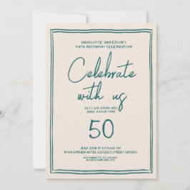 Handschrift Retro 50ste verjaardagsfeestje Kaart