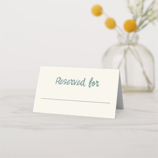 Handschrift Retro Groen Blauw Trouwtafel Plaatskaartje (Voorkant)