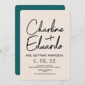 Handschrift Retro Hedendaagse Kunst Bruiloft Kaart (Voorkant / Achterkant)