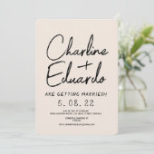 Handschrift Retro Hedendaagse Kunst Bruiloft Kaart (Staand voorkant)