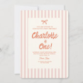 Handschrift Roze Pastel Retro Baby Ribbon Verjaard Kaart (Voorkant)